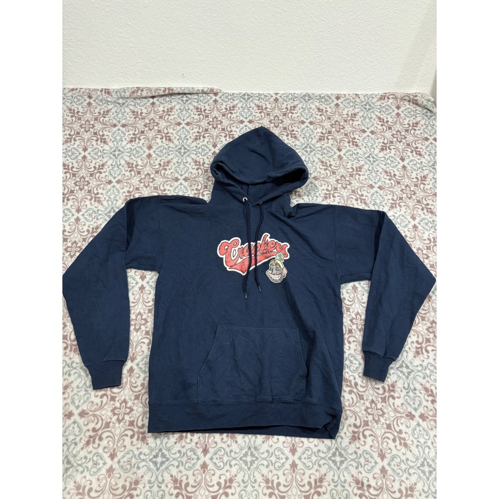 Hanes EcoSmart Navy Blue Crackers Graphic Pullover Hoodie Sweatshirt Mens Medium